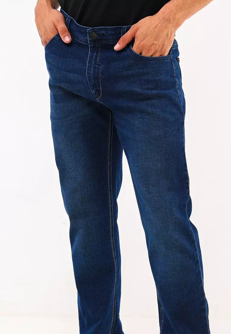 Denim Long Pants Slim Tapered Fit Stretch
