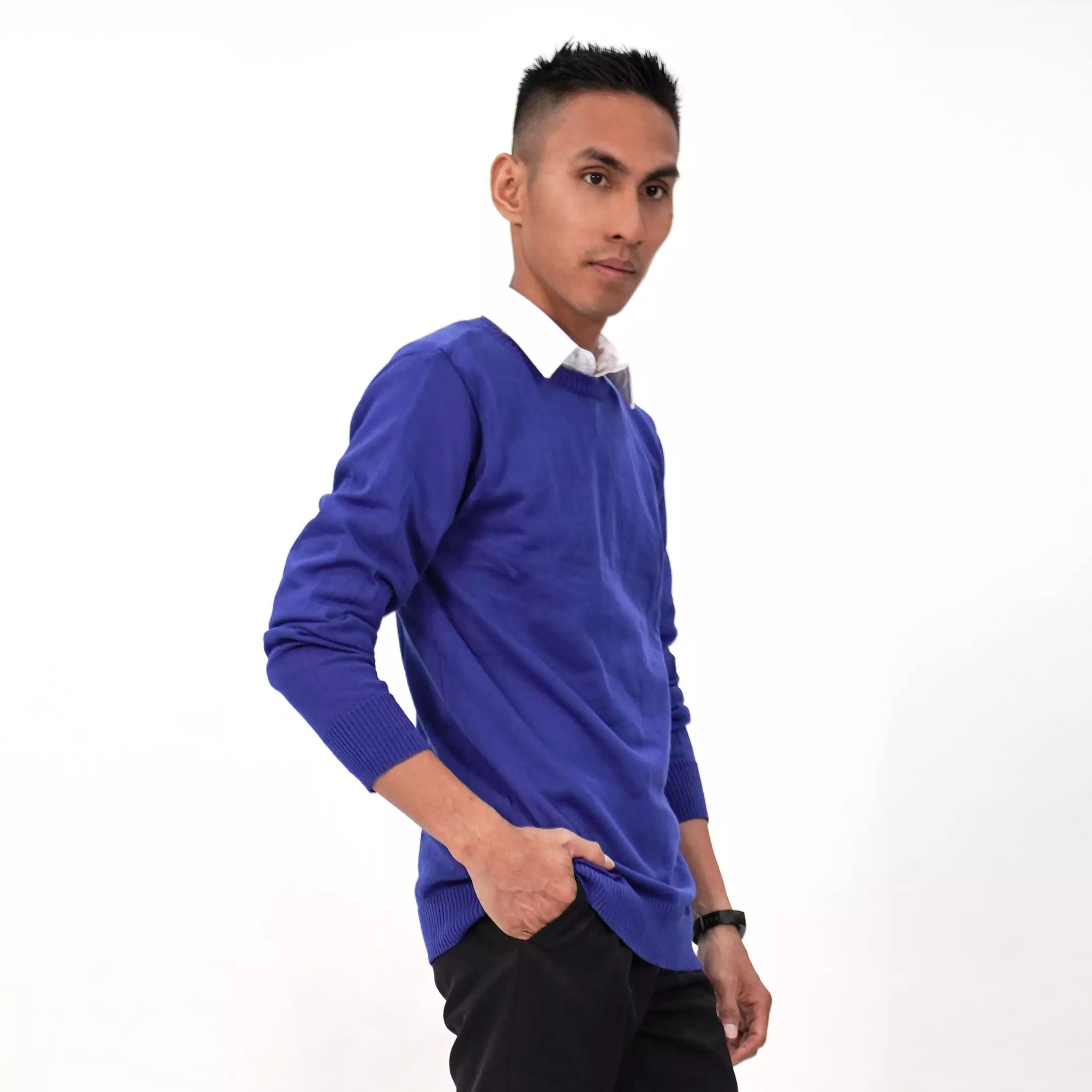 OTNIEL Knit Sweater Pria Sweater Rajut Pria Krah O Neck Sweater Knit Outer Pria - BIRU BENHUR
