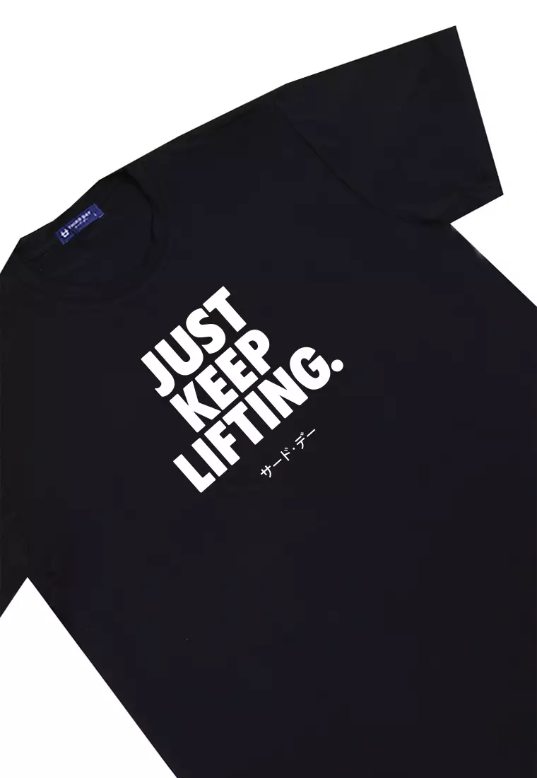 MTX47 Kaos Tema Gym Pria Instacool "just keep lifting" hitam