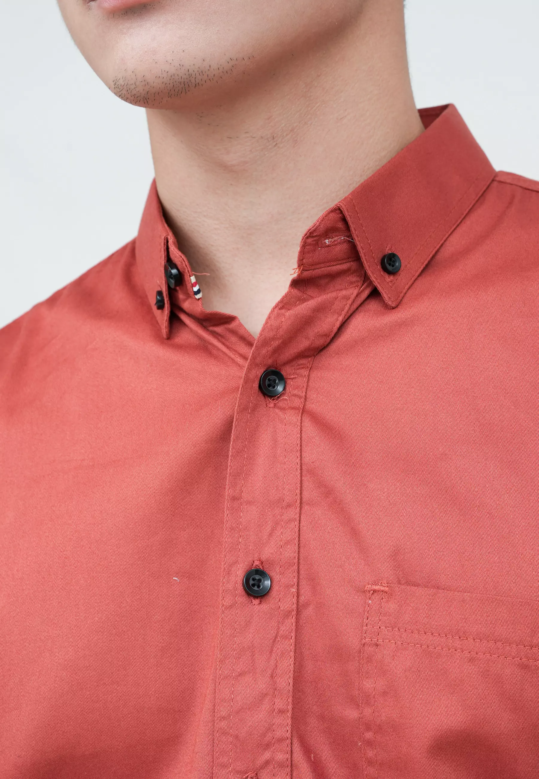 Houseofcuff Kemeja Pria Lengan Pendek Slim Fit Teracotta Merah Bata