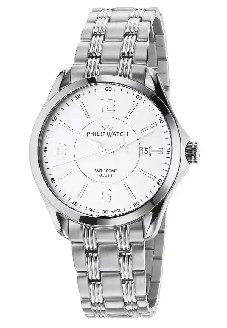 [2 Years Warranty] Philip Watch Blaze 43mm Matt Silver Dial Men's Quartz  Watch (Swiss Made) R8253165009