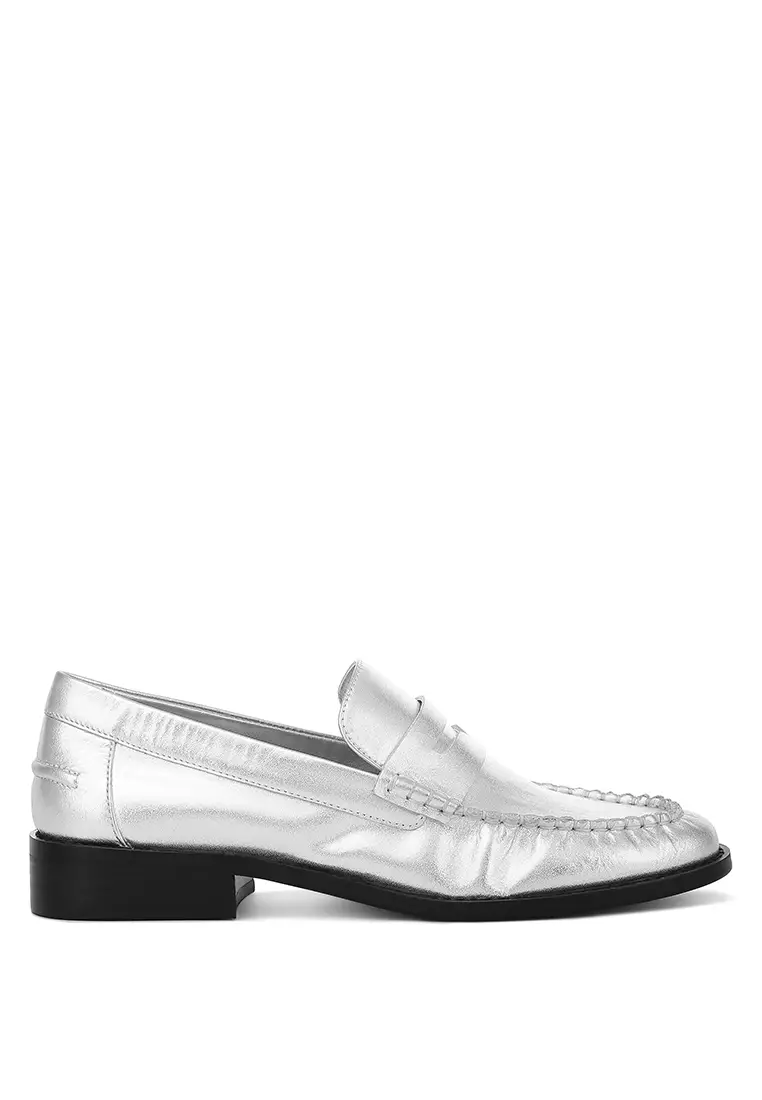 Discount on Rag & Co.  shoes - SKU: Silver Genuine Leather Loafers