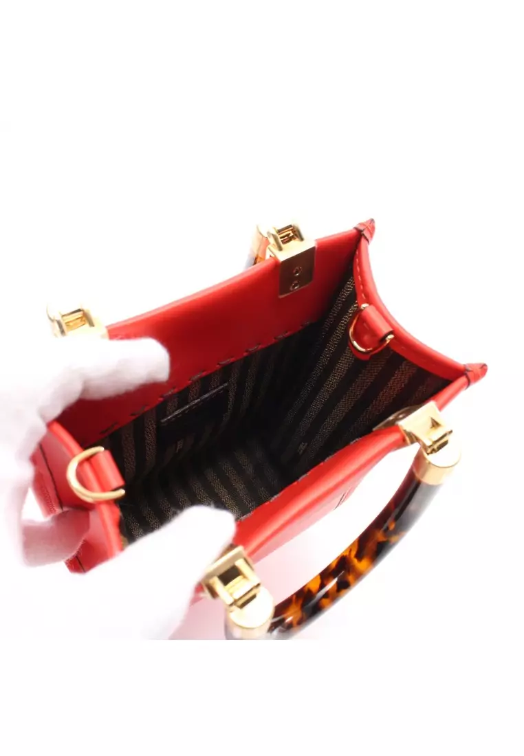 Pre-loved FENDI sunshine Handbag leather Red 2WAY