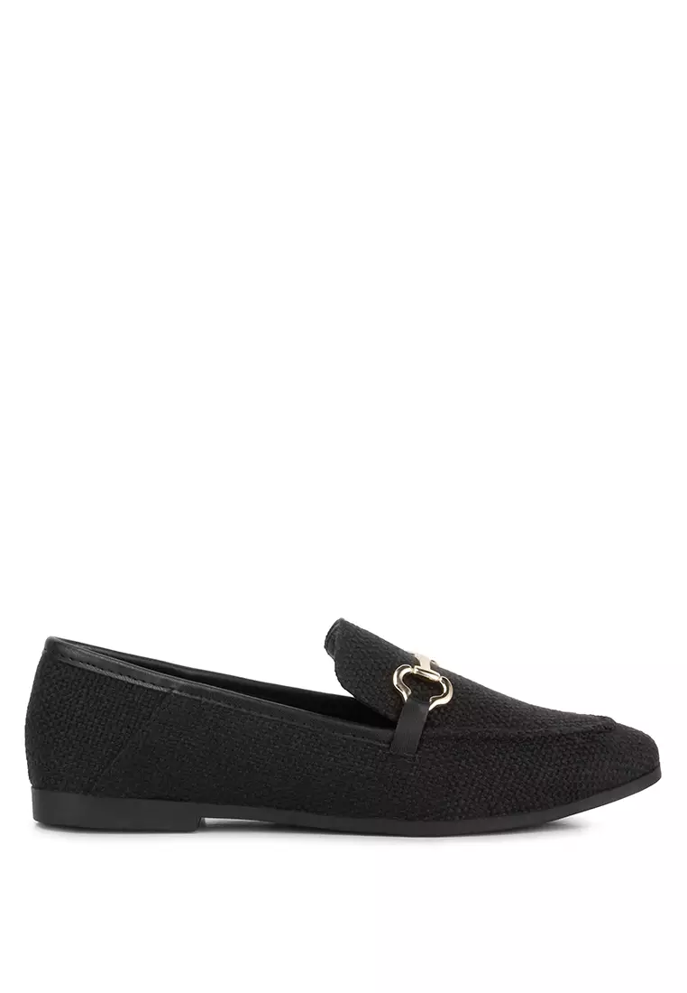 Discount on London Rag  shoes - SKU: Horsebit Flat Canvas Loafers In Black