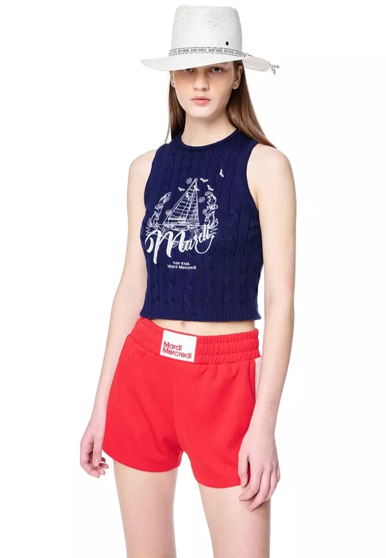 Cable Top Sleeveless Bon Voyage - Navy White