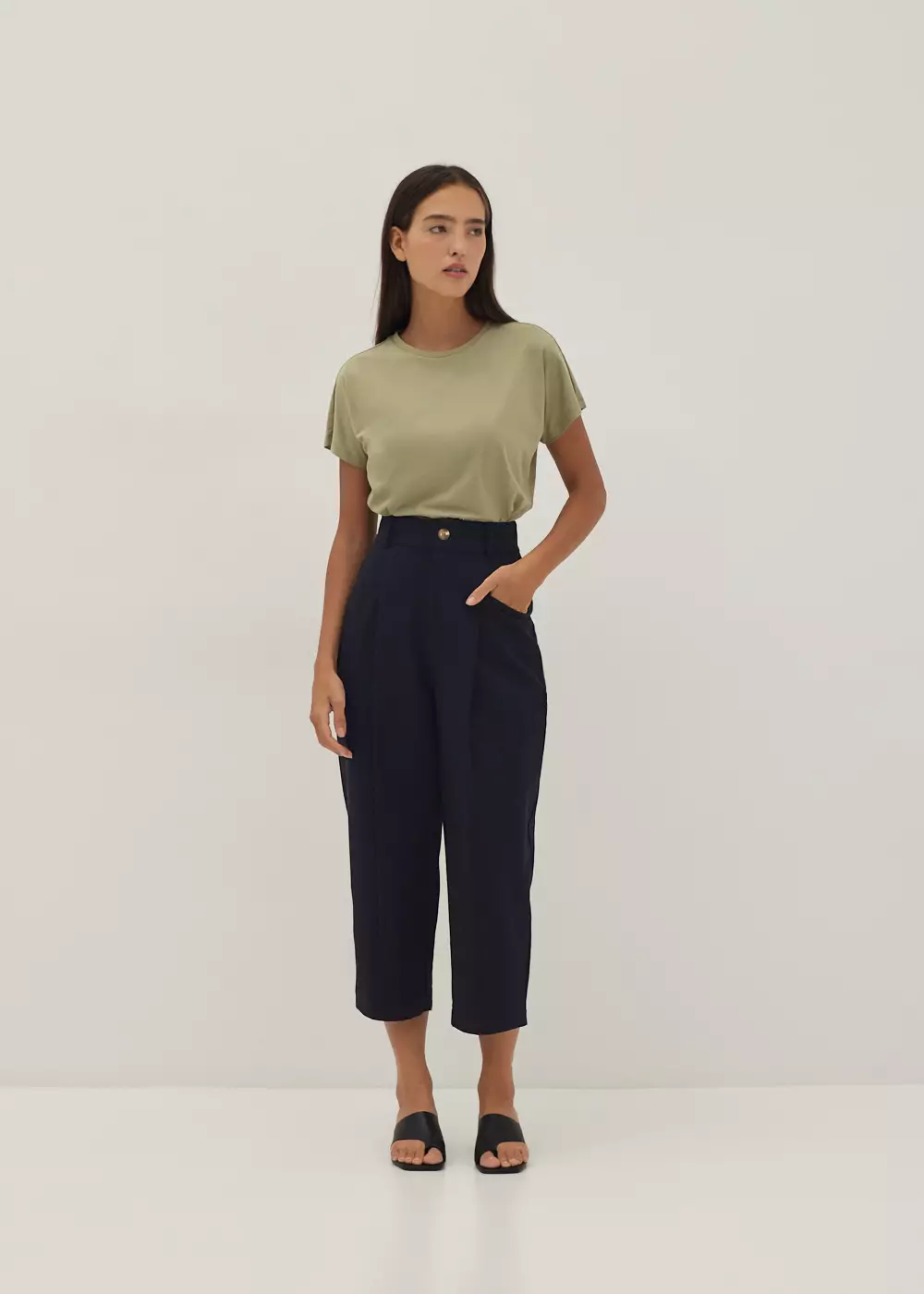 Navy peg leg trousers hot sale
