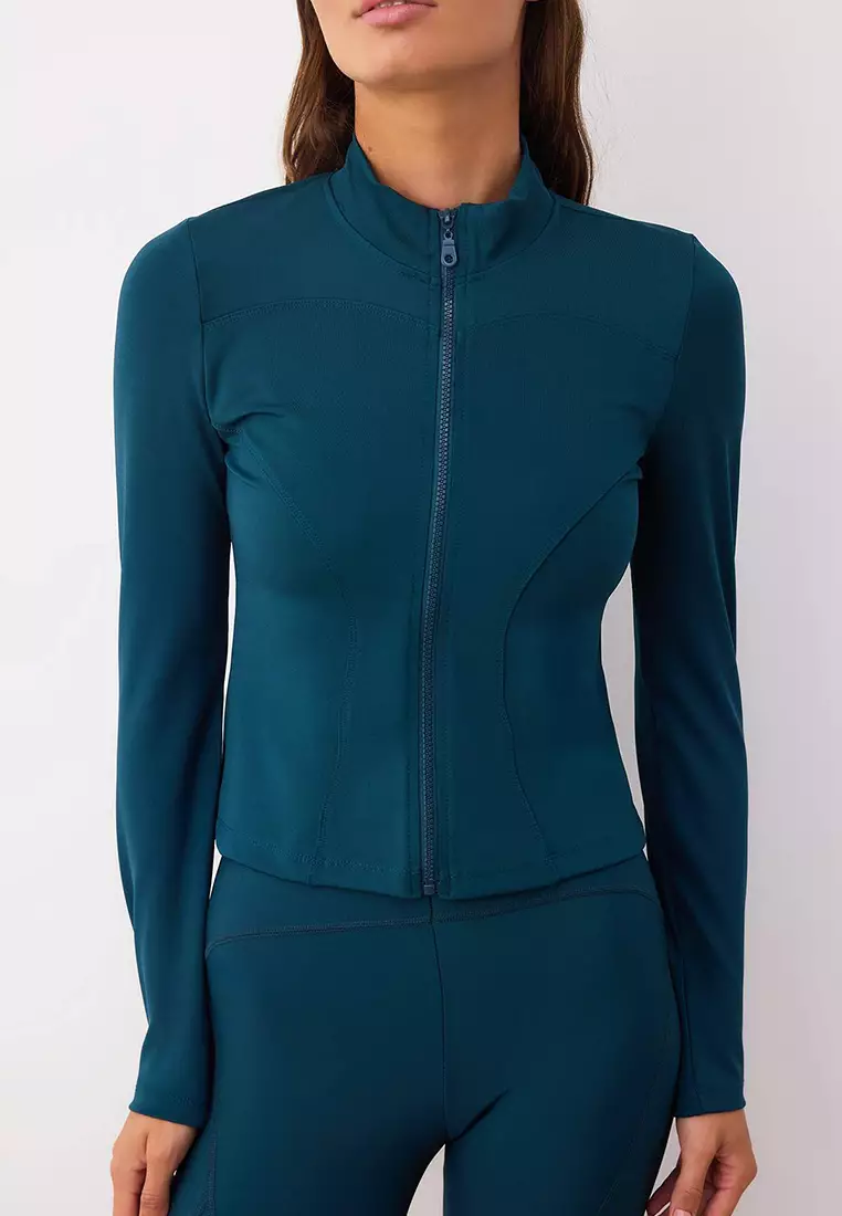 Emerald Green Diver/Scuba Knitted Sports Jacket Twoaw23Bz00592