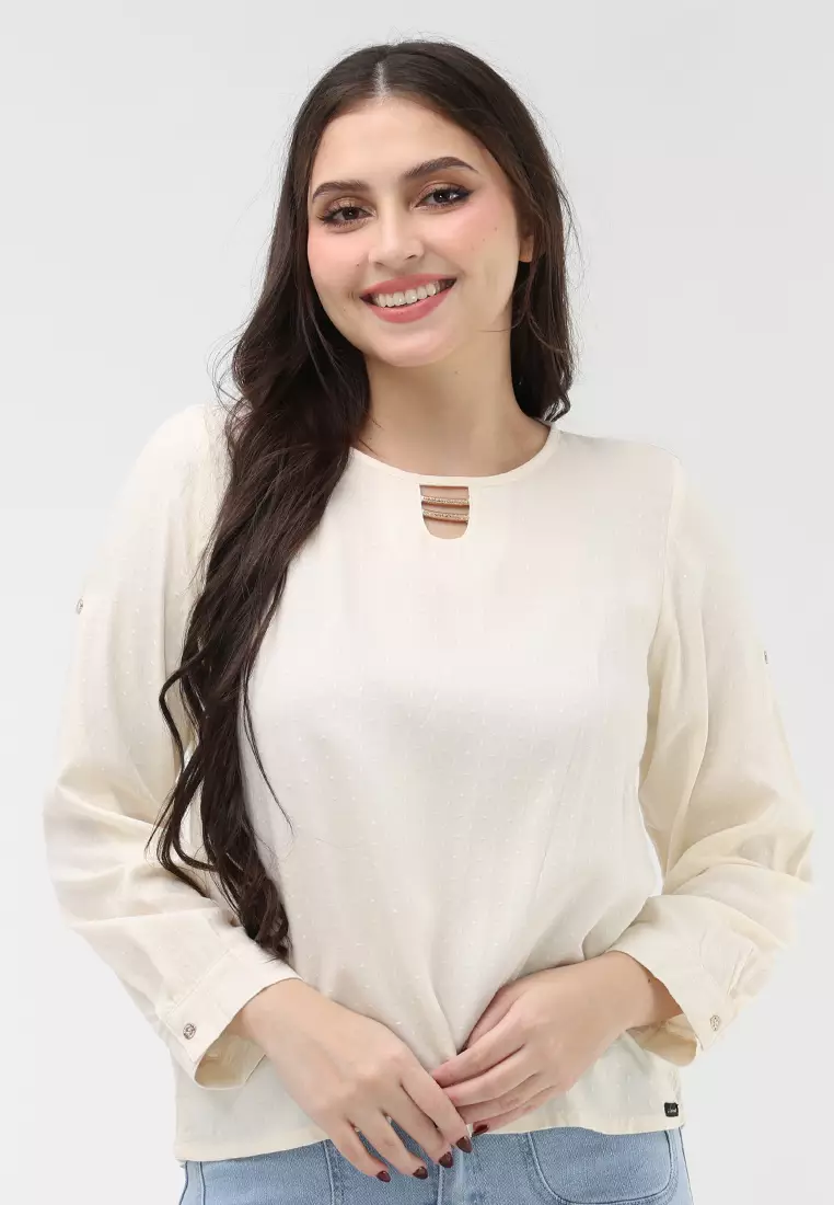 Textured Woven Long Sleeves Blouse