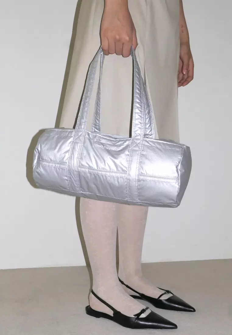 Mini Duffle Bag Crinkle Silver