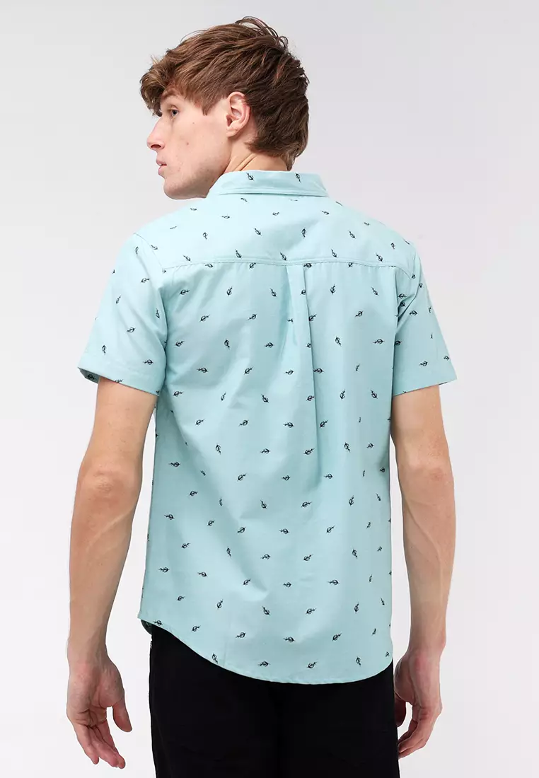 Woven Printed Oxford Short Sleeve Polo