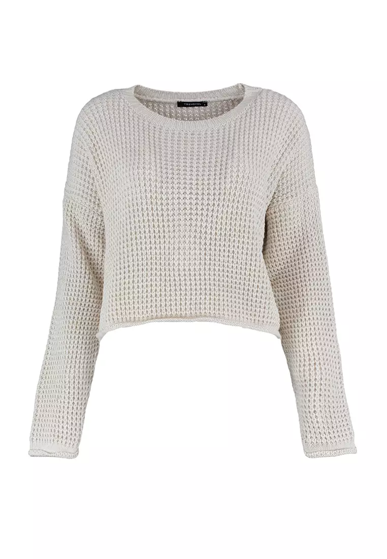 White long clearance sleeve crop jumper