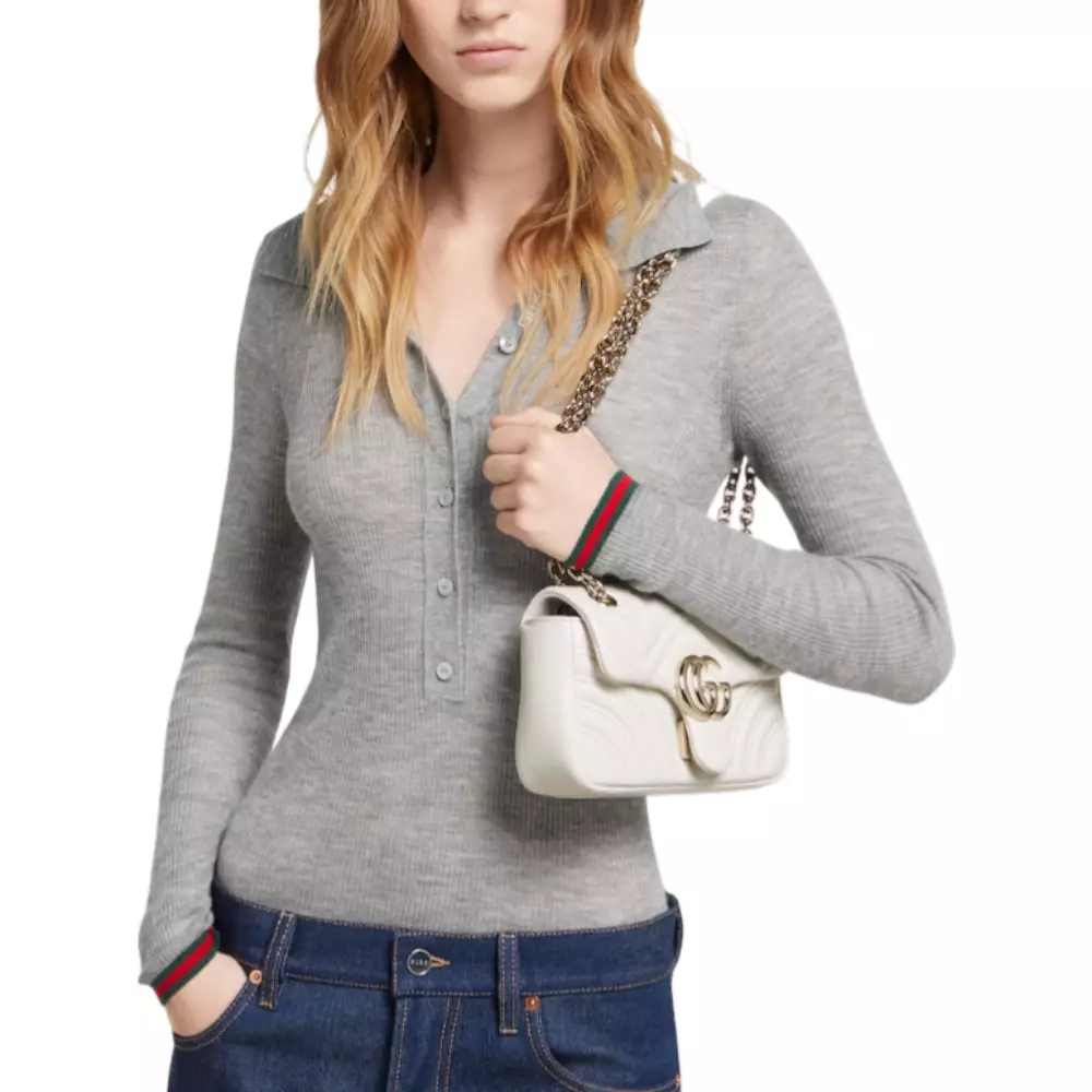 GG Marmont Small Shoulder Bag White Ghw