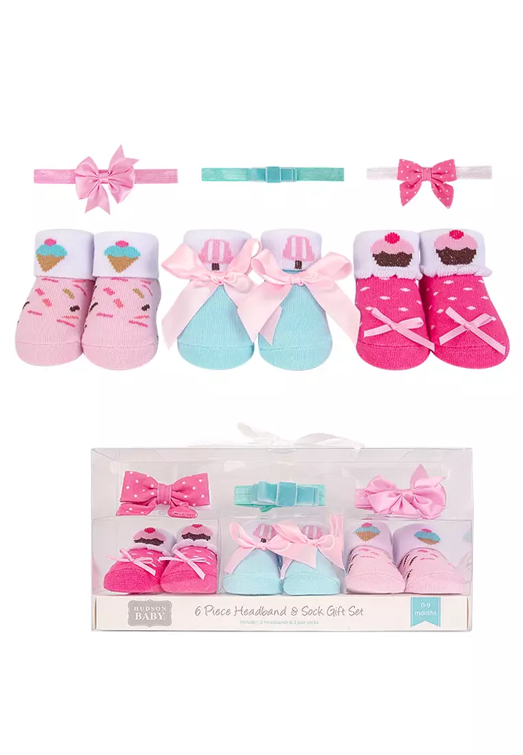 Hudson baby 6 piece deals headband and sock gift set