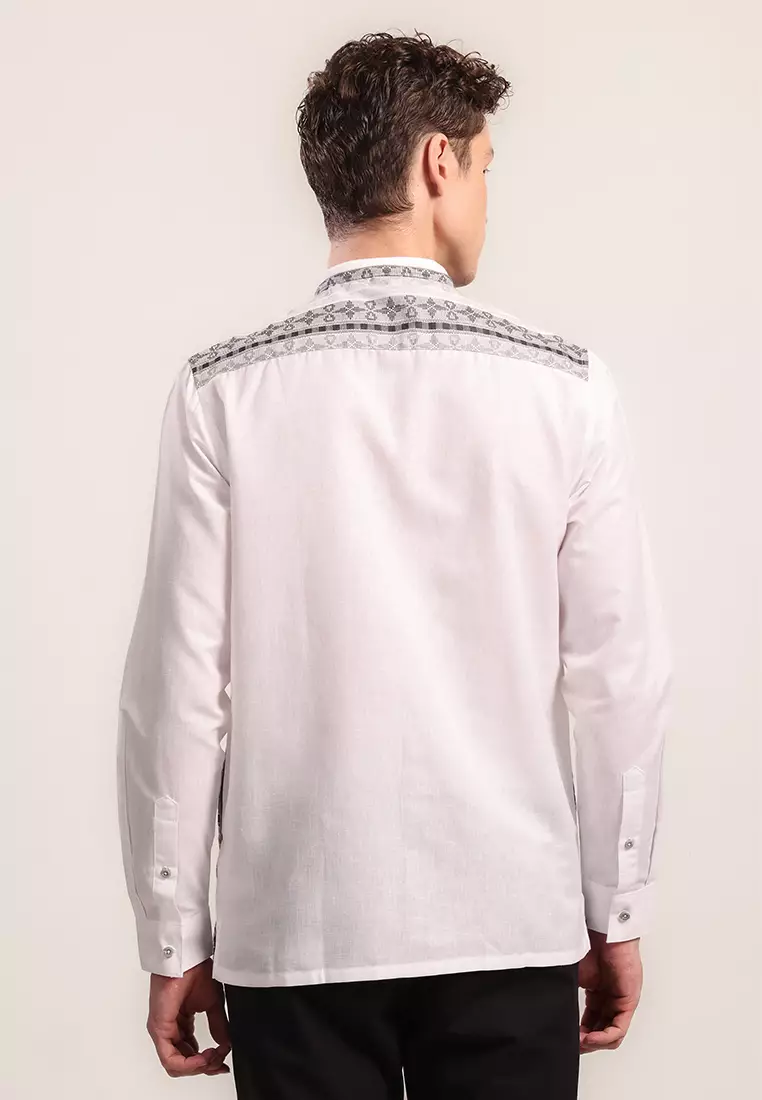 MOC Kemeja Koko Lengan Panjang Pria Lanbash - Grey