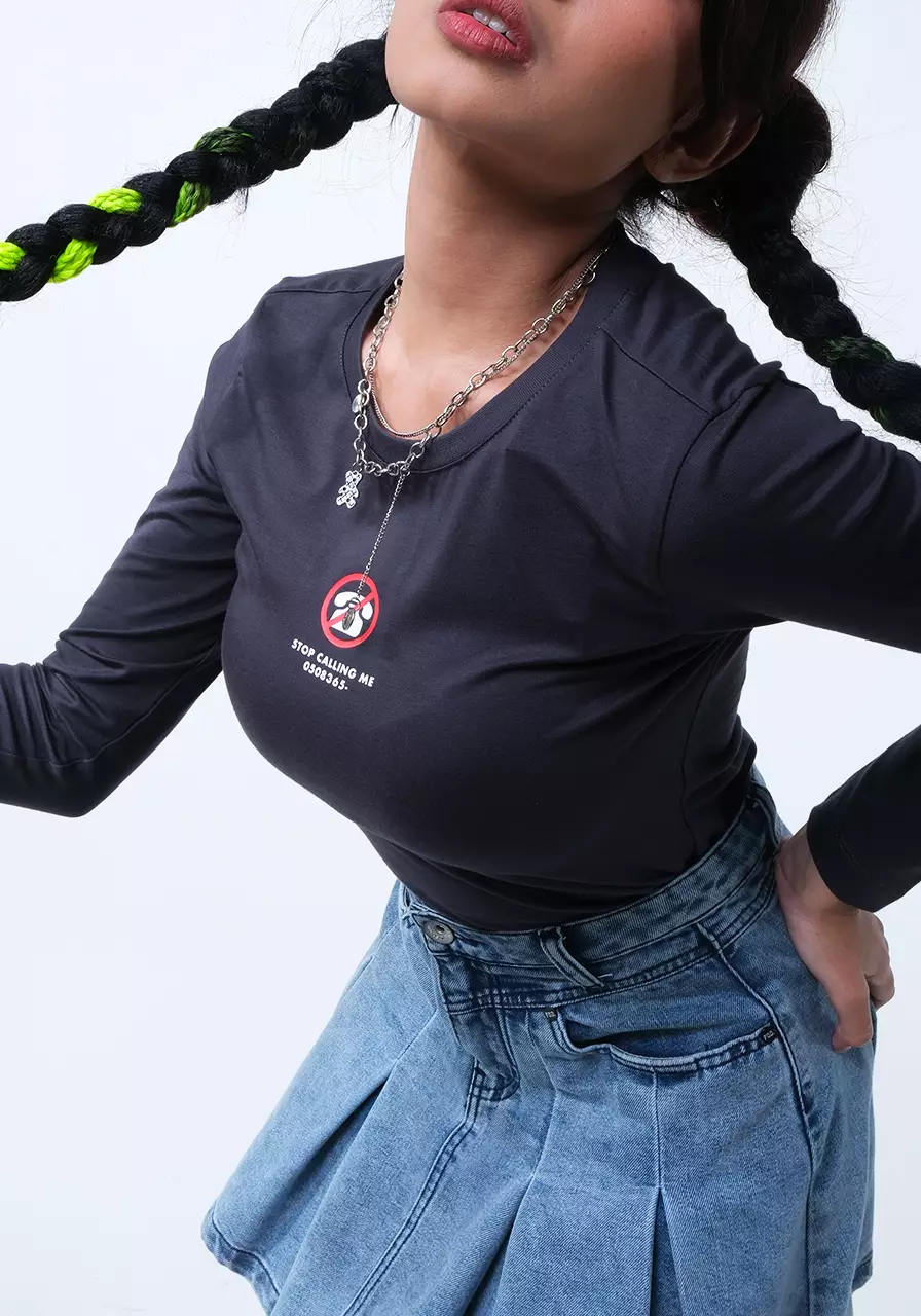 Kaos Wanita Baby Tee Jen Grey