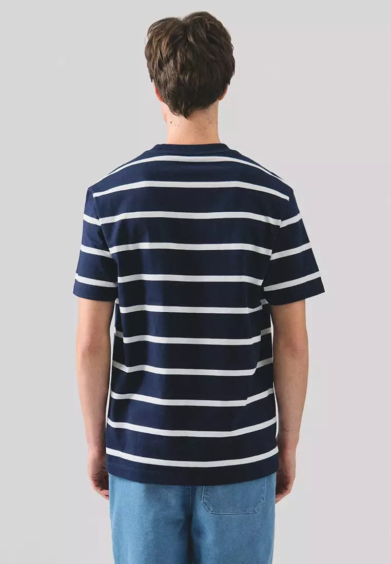 Regular Fit Basic Striped T-Shirt In  Knit Jersey