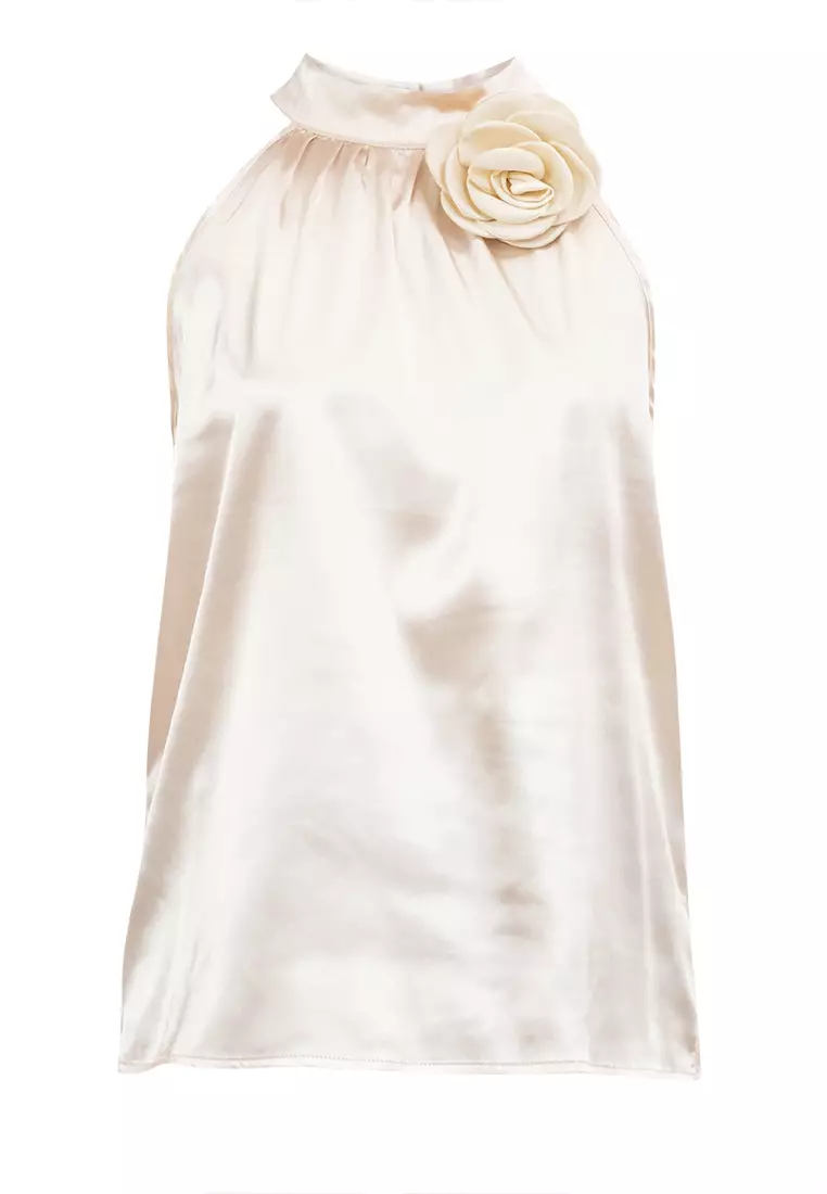 Myrose Satin Halter Blouse