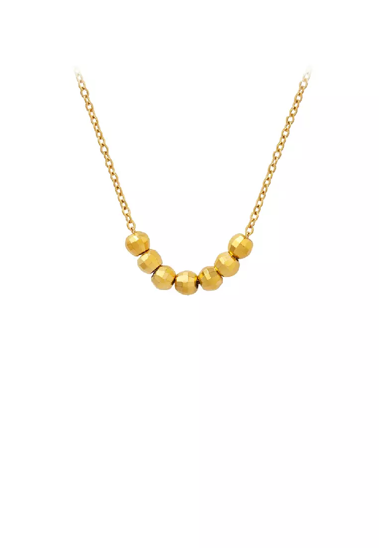 Fashion Simple Plated Gold 316L Stainless Steel Geometric Ball Necklace