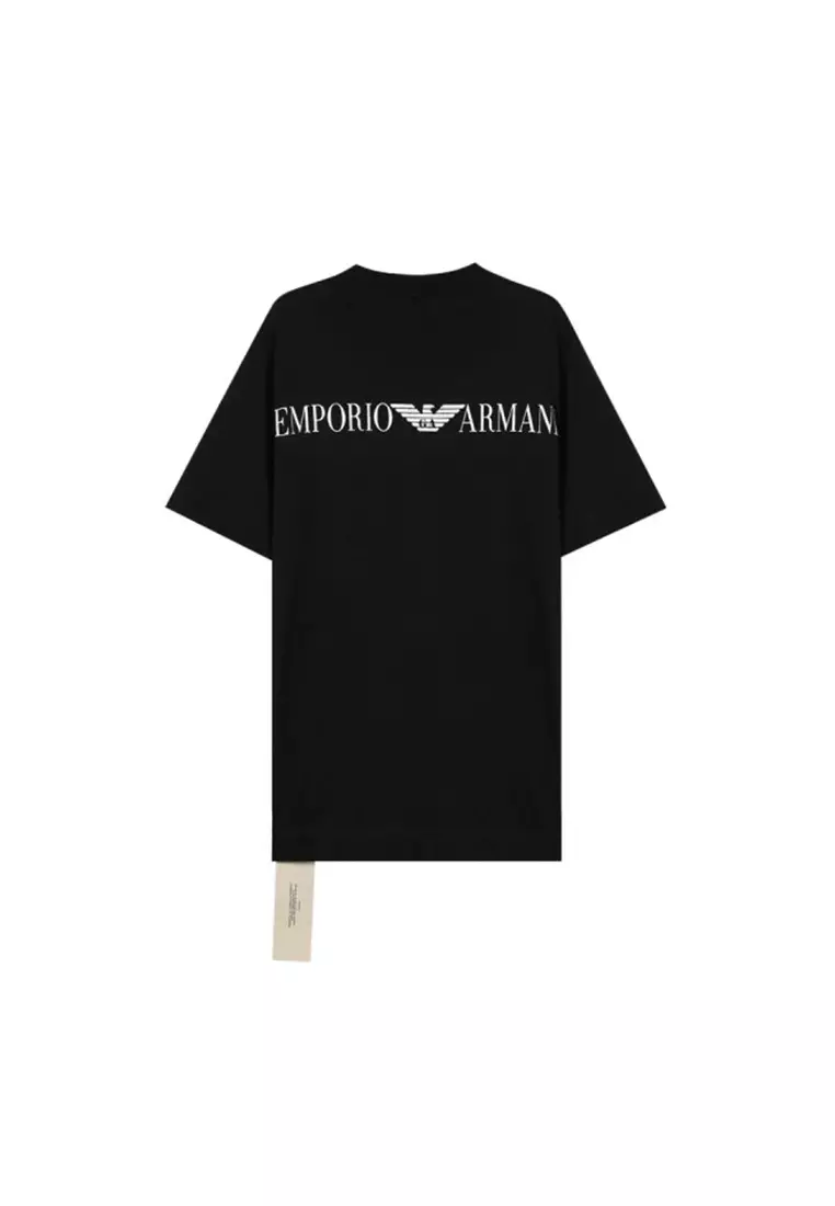 Buy Emporio Armani Men's Oversized Jersey T-shirt with Used-Effect Logo ...
