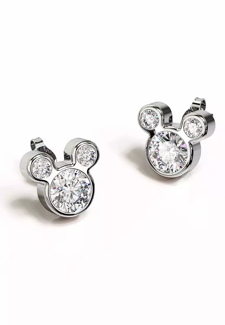 Buy 925 Signature 925 SIGNATURE Mickey Earrings White Gold Clear