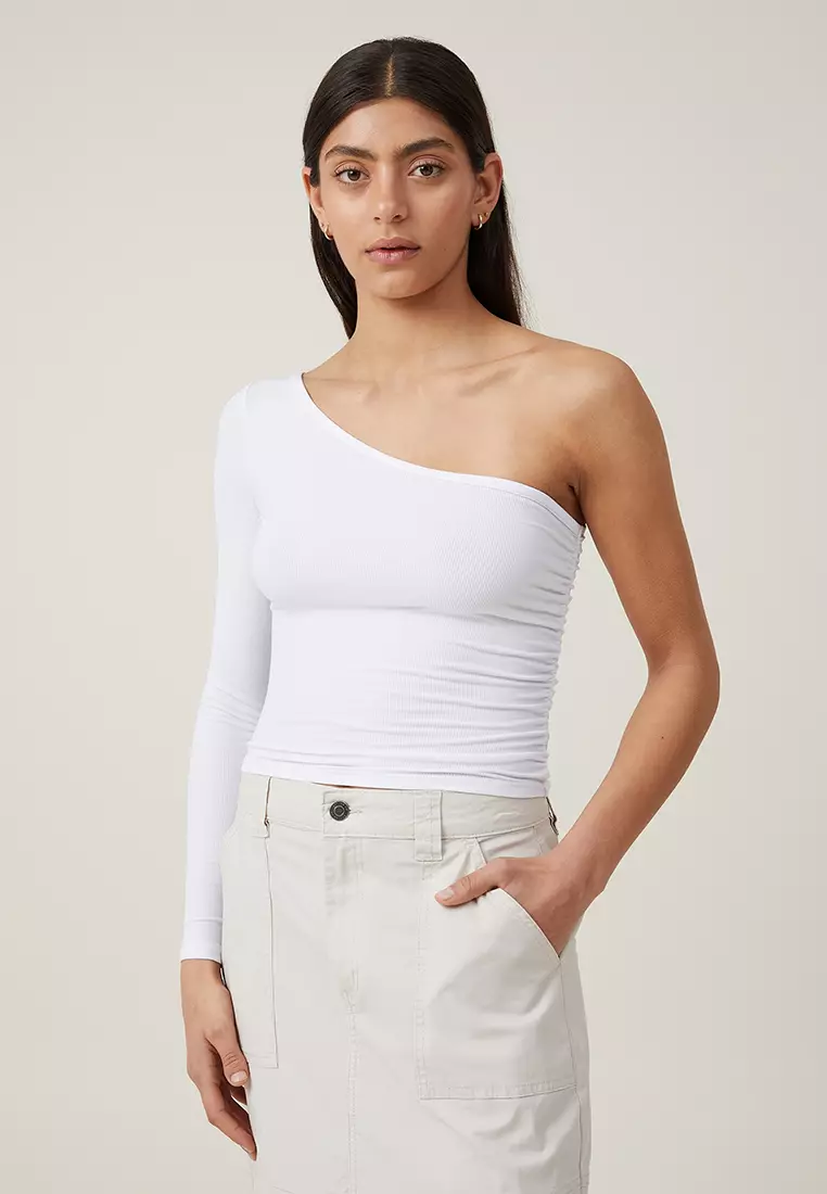 Poppy One Shoulder Ruched Long Sleeve Top