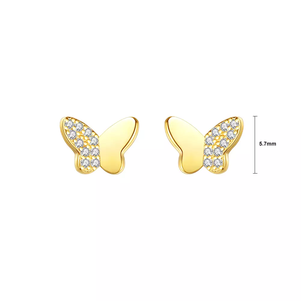 Glamorousky Gold Butterfly Cubic Zirconia Earrings Anting