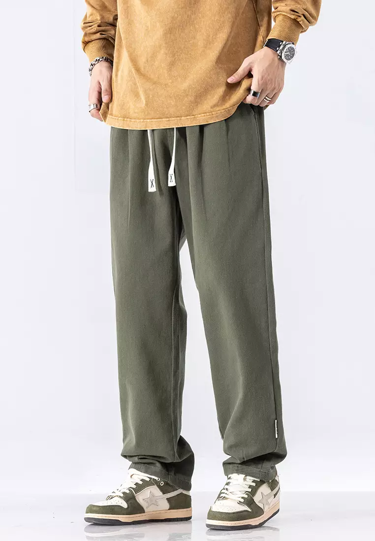 Buy OPCHIC Men s Casual Loose Drawstring Straight Pants in Green