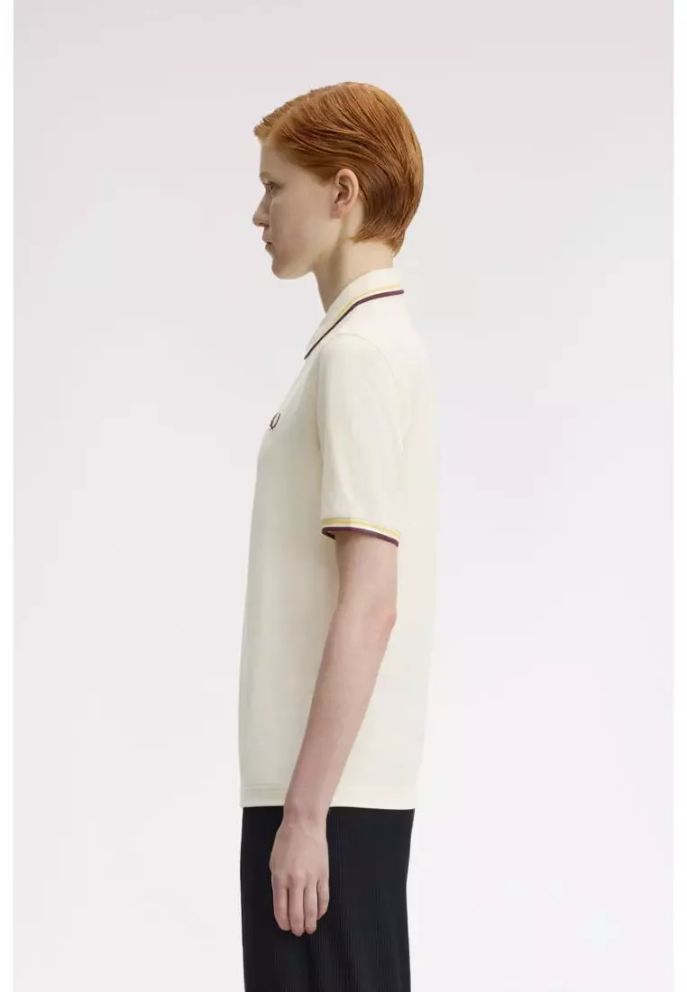 Fred Perry G3600 Twin Tipped Fred Perry Shirt (Ecru / Lemon Barley / Oxblood)