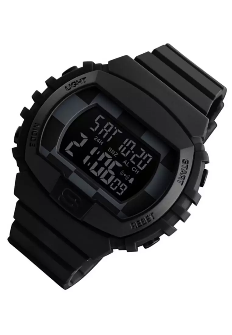 Jam Tangan Digital Sporty Pria Waterproof ABS PU Strap Transparent Resin PB67 ORIGINAL