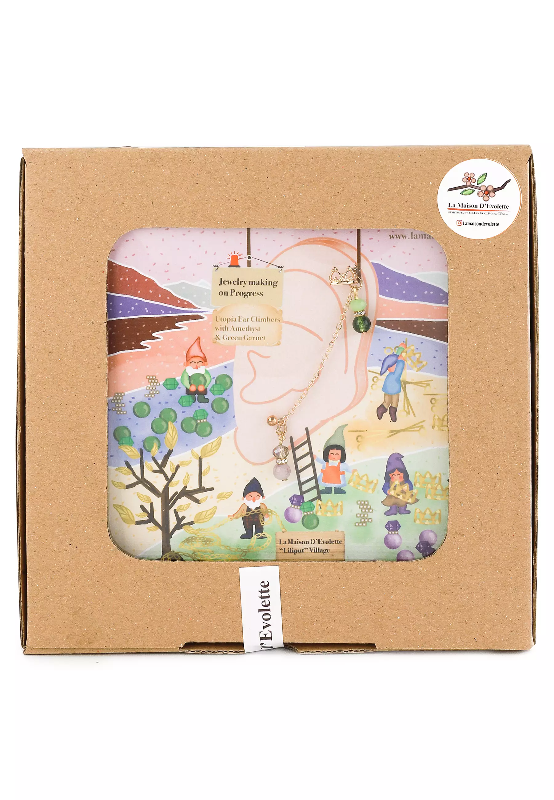 Utopia Ear Climber with Amethyst & Green Garnet