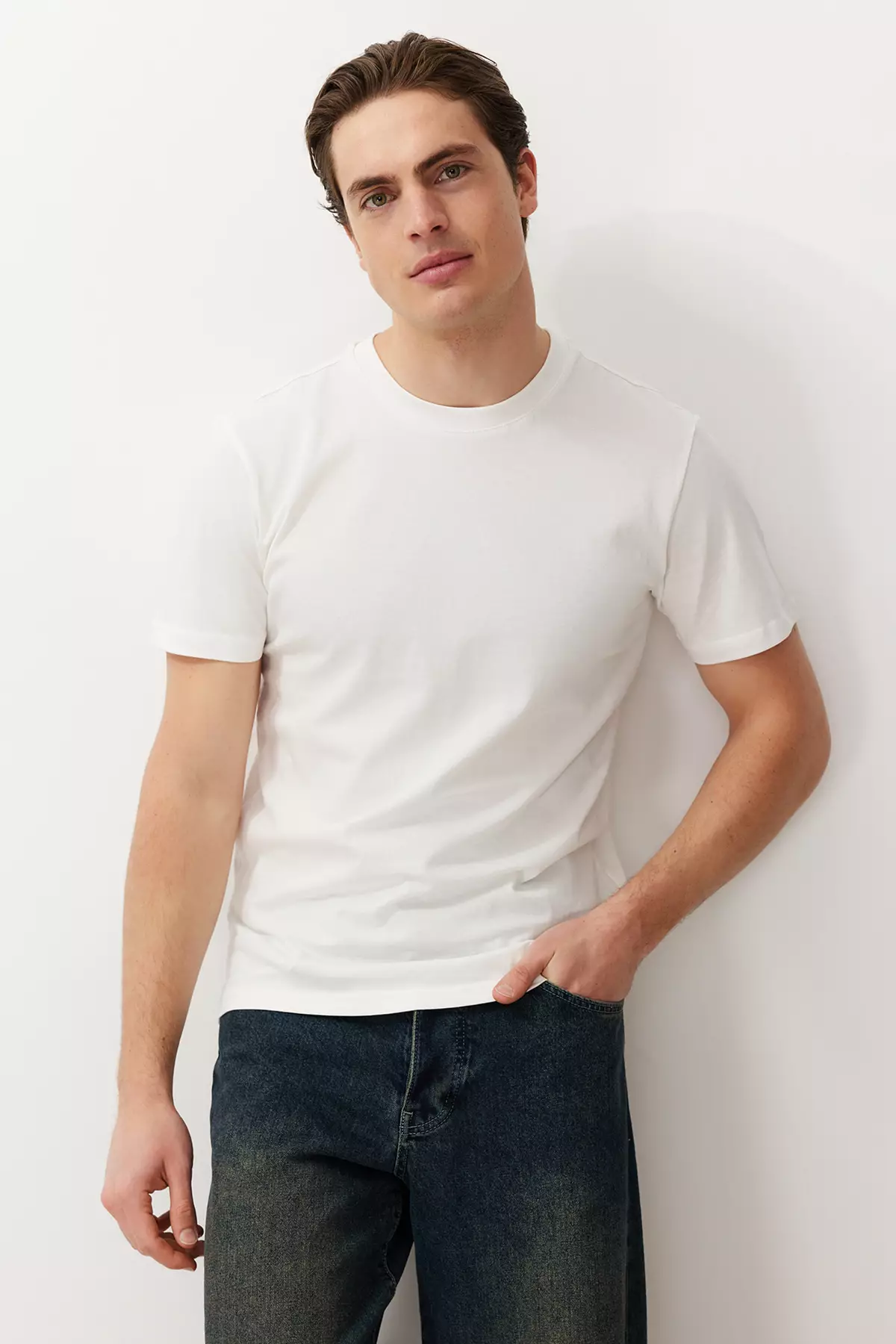 Unisex Mint-Khaki-Brown Slim/Fitted Fit 5 Pack 100% Tok Fabric T-Shirt Tmnaw20Ts0243