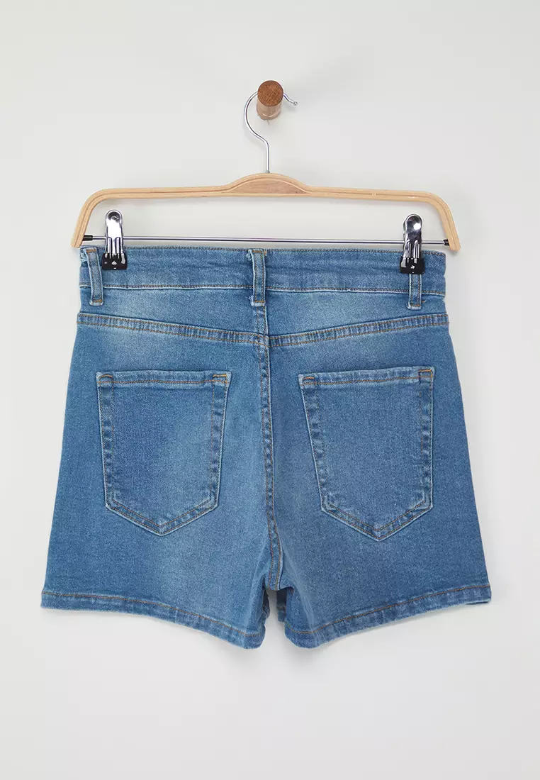 Blue High Waist Mini Denim Shorts TWOSS25SR00147