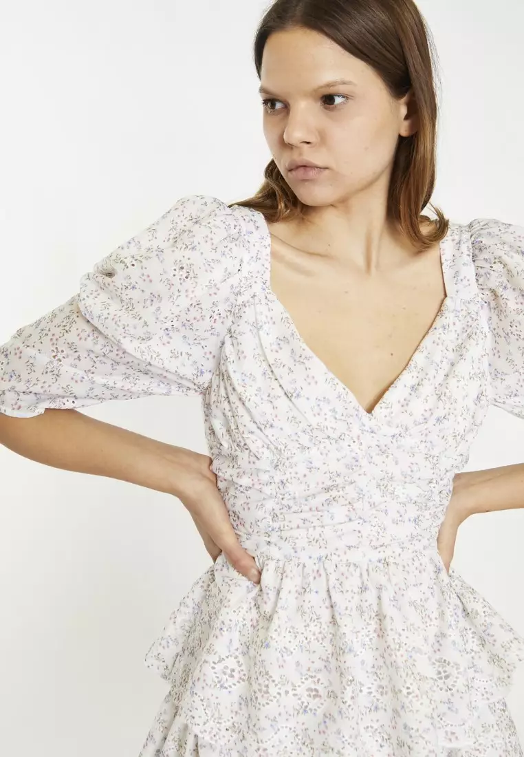 Tiered Ruched Mini Dress