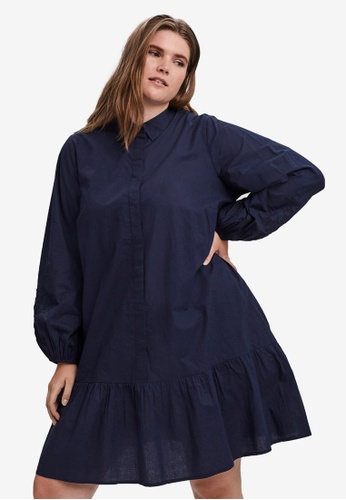 Vero Moda navy Plus Size Abby Shirt Mini Dress 05879AA22F3A74GS_1