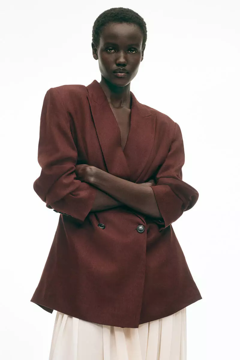 Linen-blend blazer