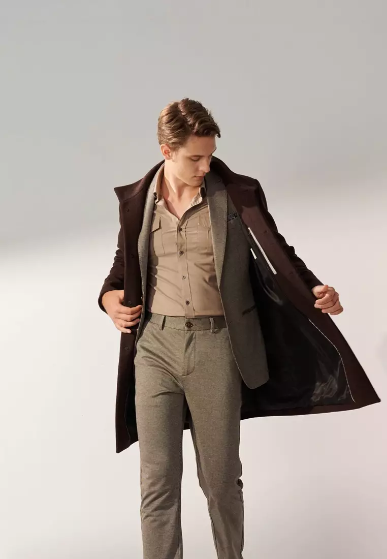 Brown Faux Two-Piece Down Overcoat