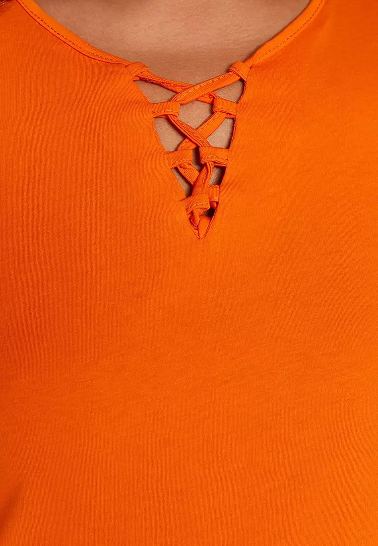 Plus Size Lacing Detailed T-Shirt