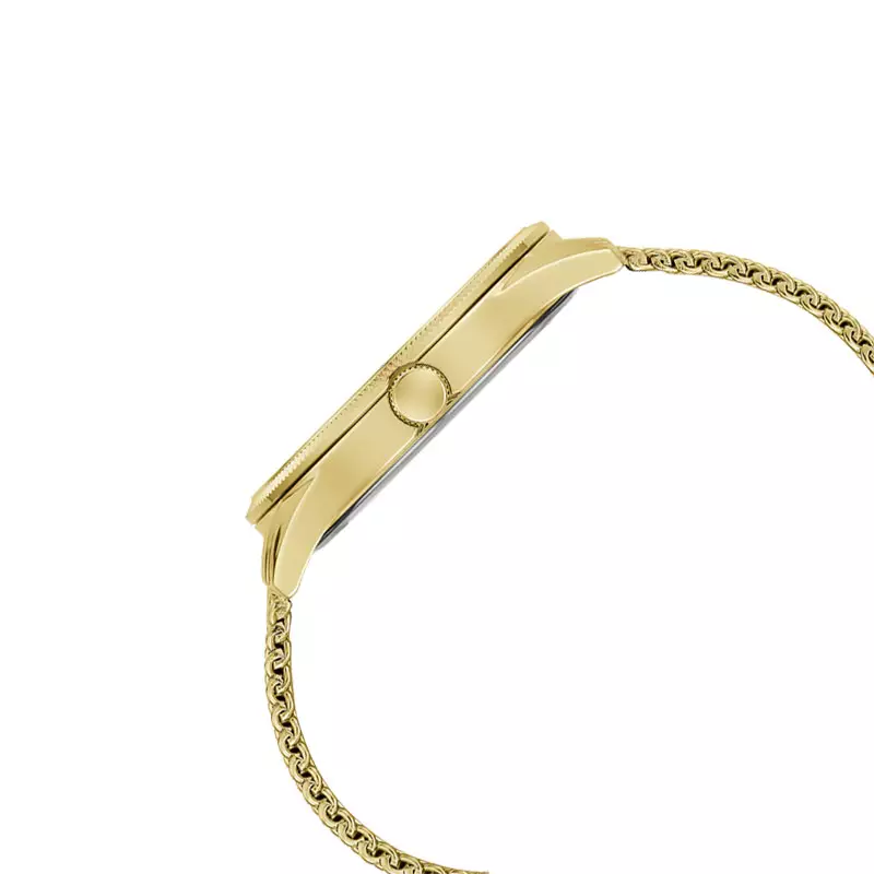 Jam Tangan Pria Guess GW0710G2 Men Logo Pattern Black Dial Gold Mesh Strap