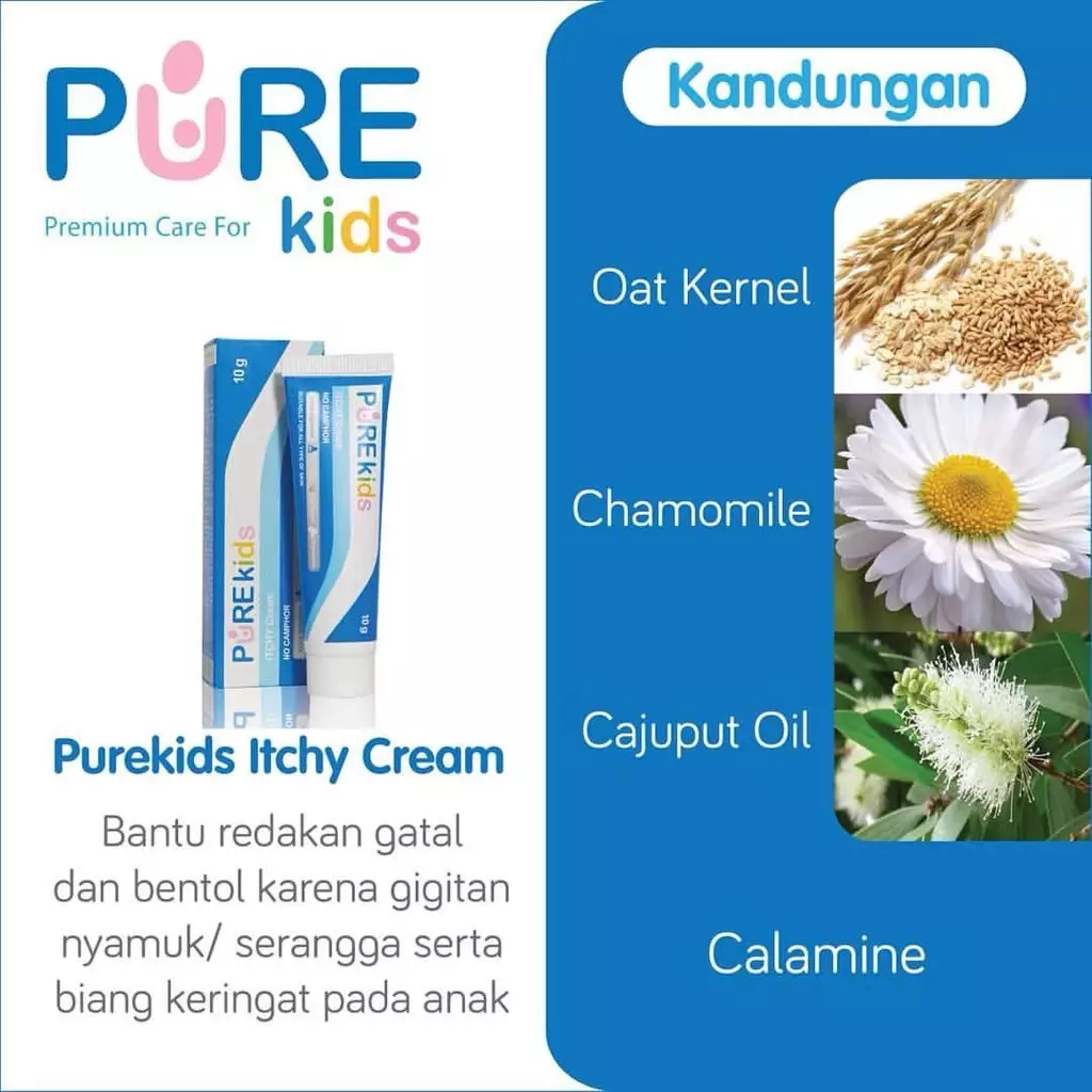 PUREKIDS ITCHY Cream 15 gr Meredakan Kulit Gatal Anak