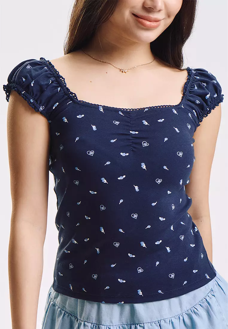 Heart All-Over Print Slim Top