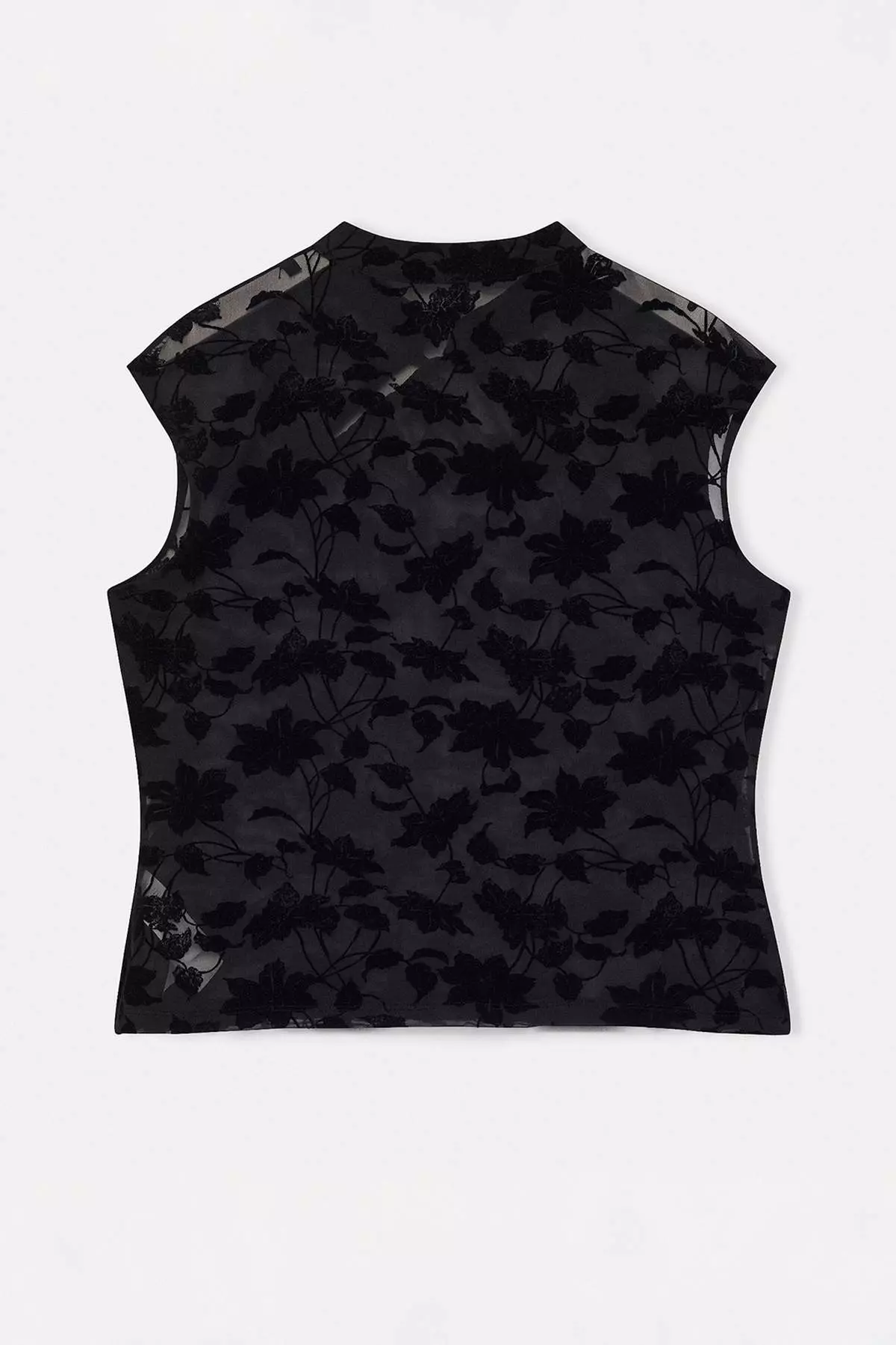 Black Knitted Collar Detailed Flock Printed Transparent Knitted Plus Size Blouse Tbbss26Af00143