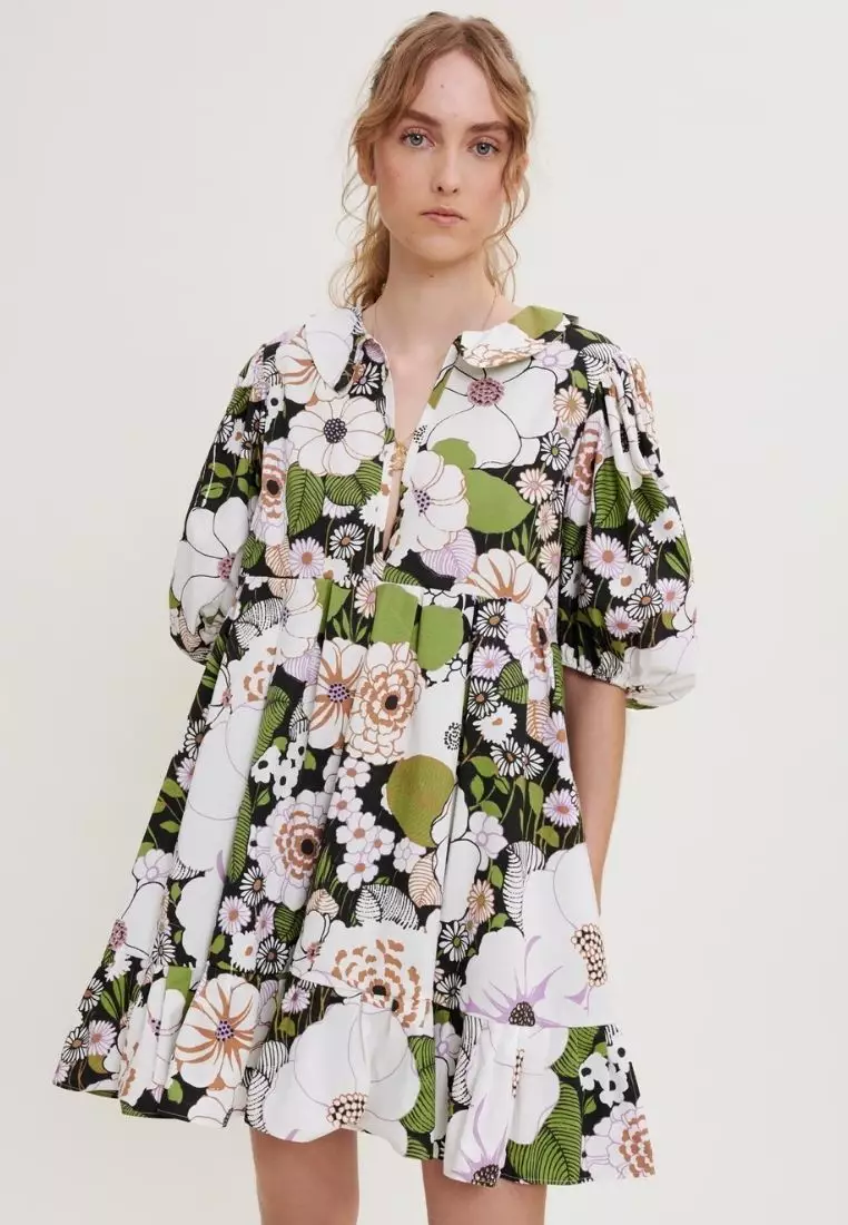 70s floral 2025 print dress