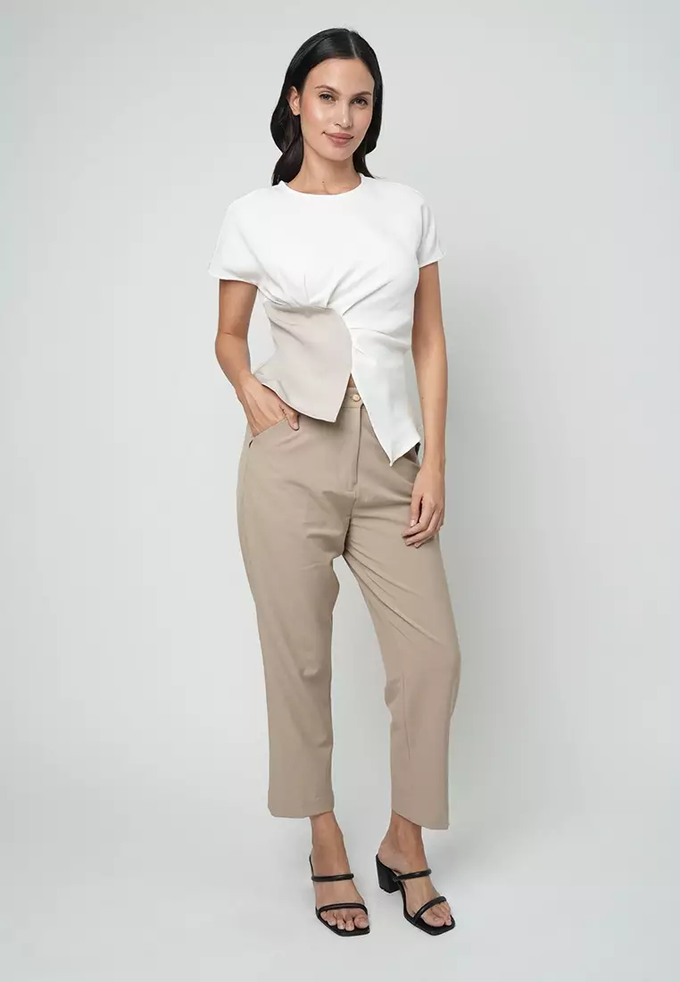 Keziah Tonal Top with Gathered side