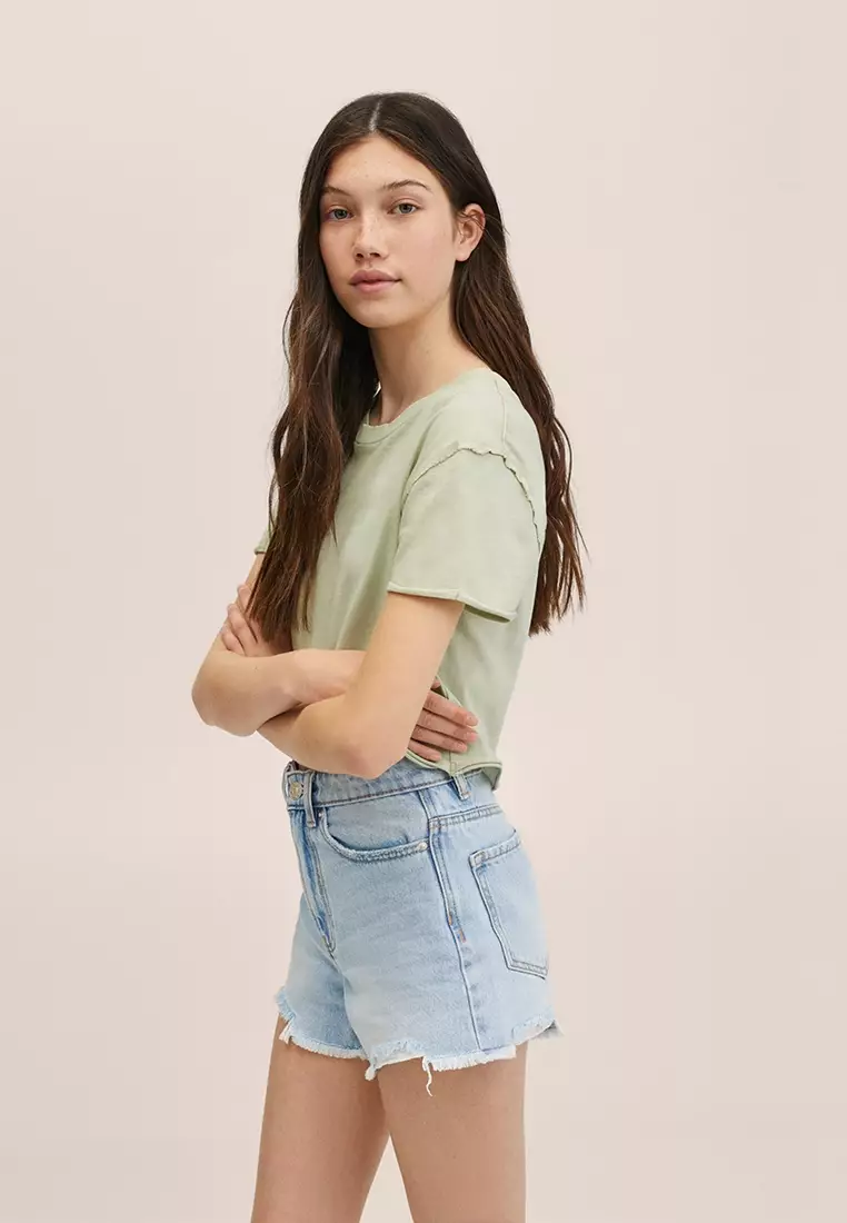 Teens Decorative Ripped Denim Shorts