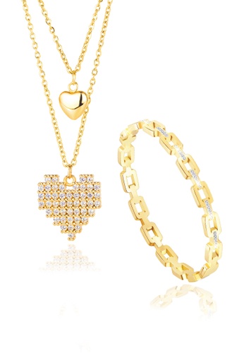 CELOVIS gold CELOVIS - Virtual Love Necklace Paired with Monserrat Bangle Jewellery Set in Gold F047BACAE9F917GS_1