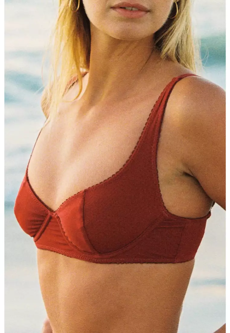 Elena Underwire Bikini Top / Cherry Wine Pointelle