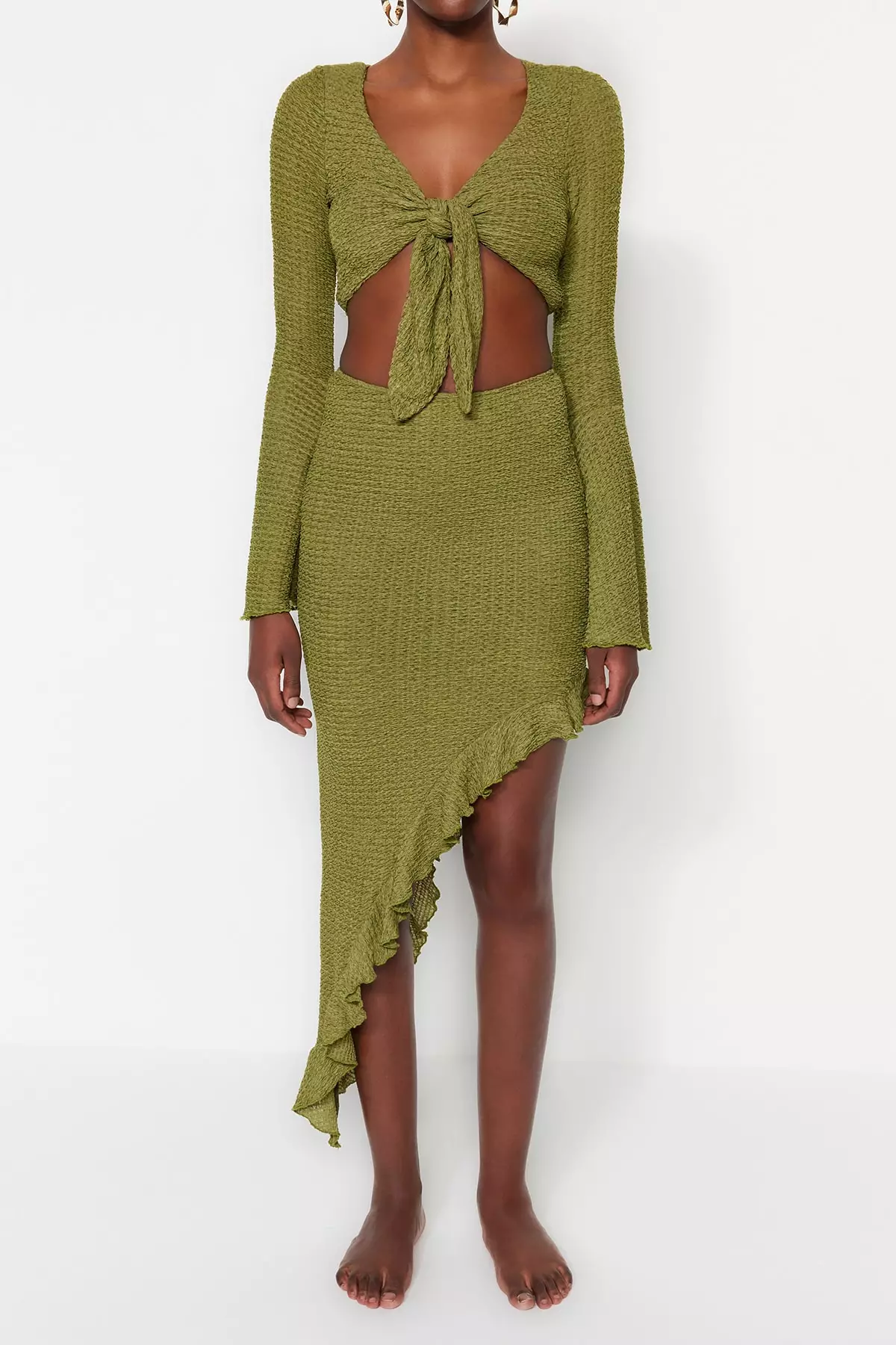 Tied Blouse Skirt Set