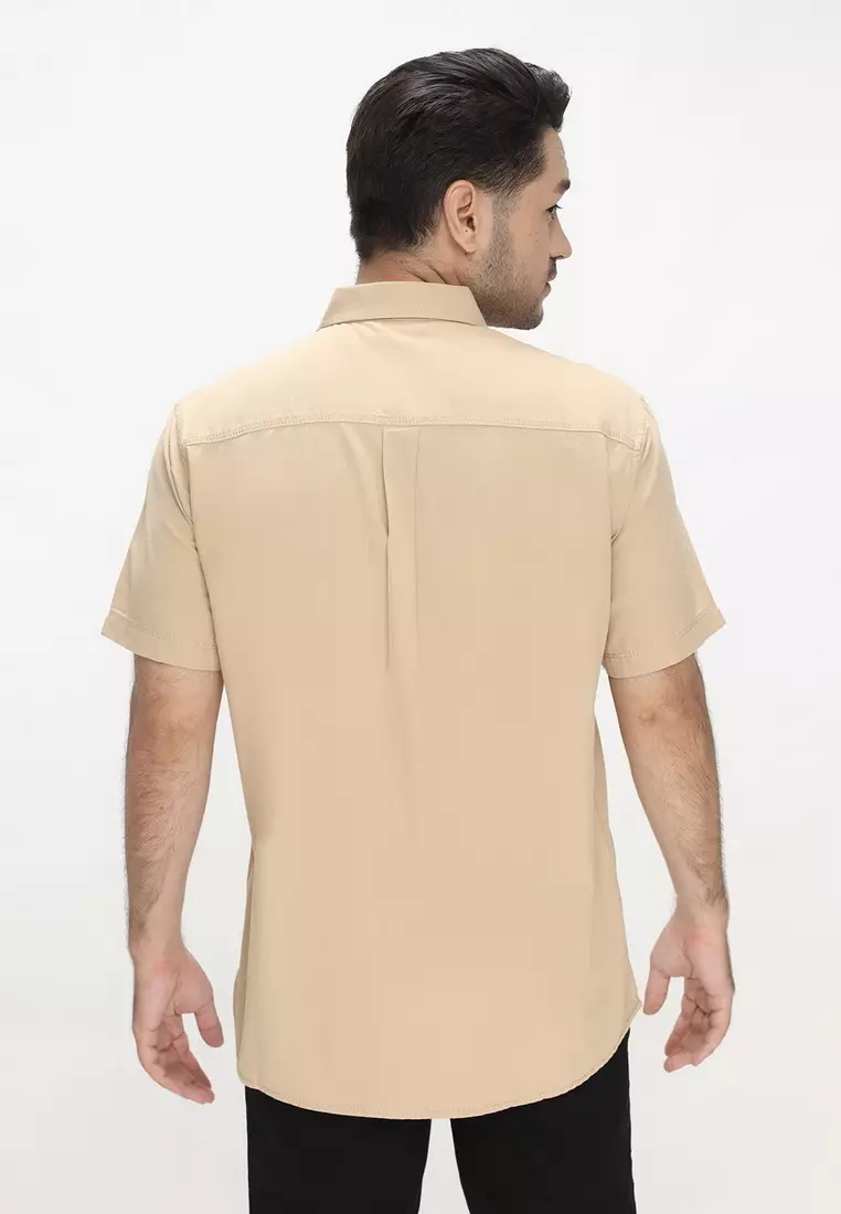 POLICE Kemeja Polos Cotton Khaky Muda Regular Fit Pria