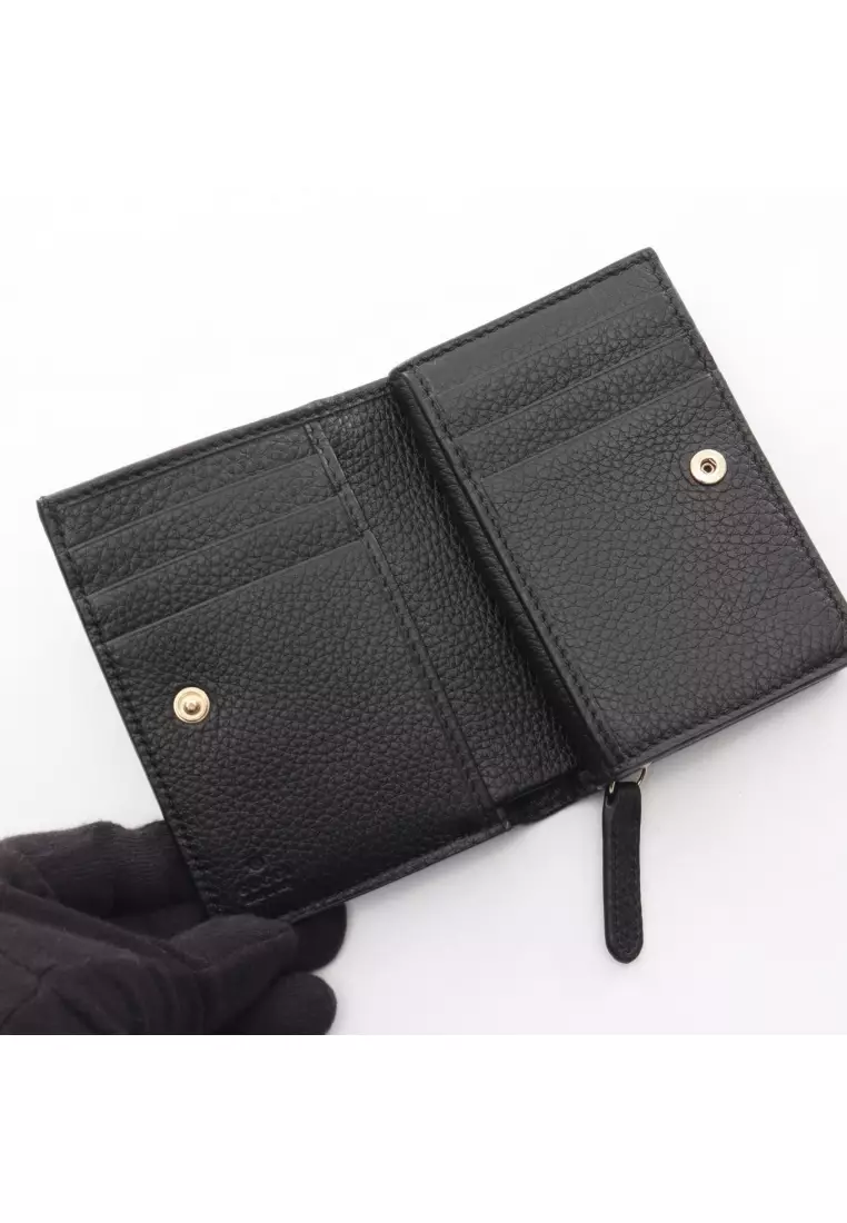 Pre-Loved Gucci GG Emblem small wallet Bi-fold wallet leather black