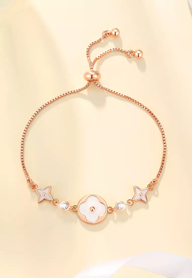 Gelang Wanita Titanium Anti Pudar Korea Fashion Elegan Gelang Cewek Bracelets rose